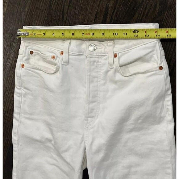 RE/Done Jeans Women’s 28 Orginals 90s High Rise Ankle Crop White Destroy - Picture 6 of 10